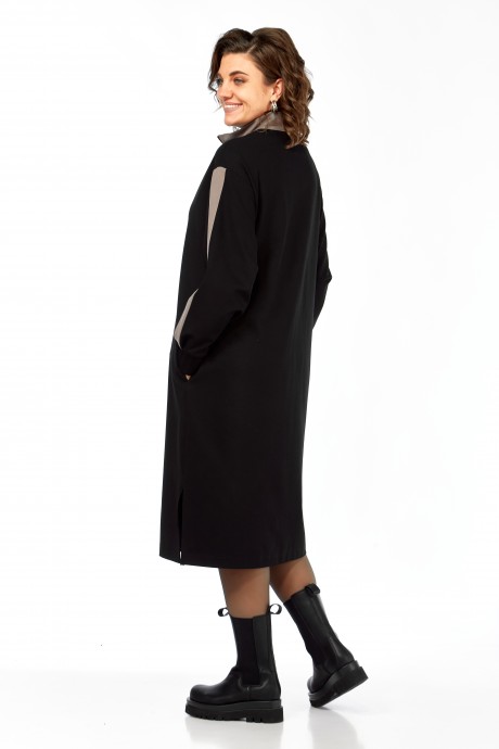 Платье Ольга Стиль С972 черный, коричневый размер 48-58 #7