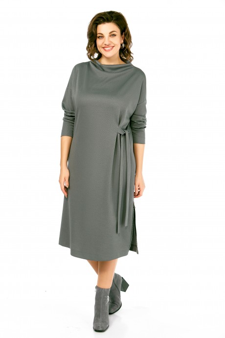 Платье Ольга Стиль С976 серо-зеленый размер 48-56 #2