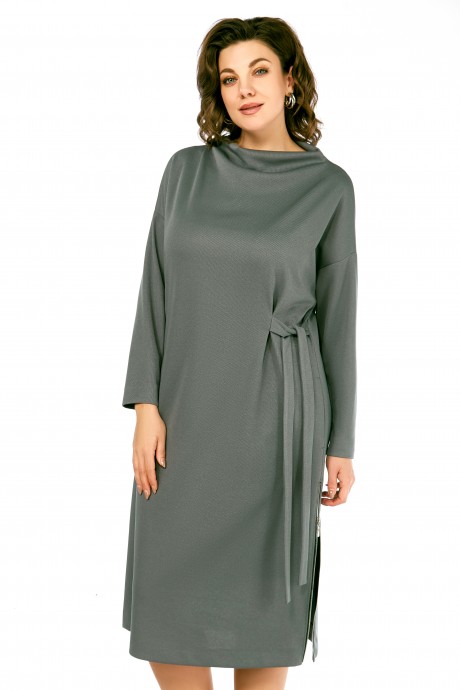 Платье Ольга Стиль С976 серо-зеленый размер 48-56 #4