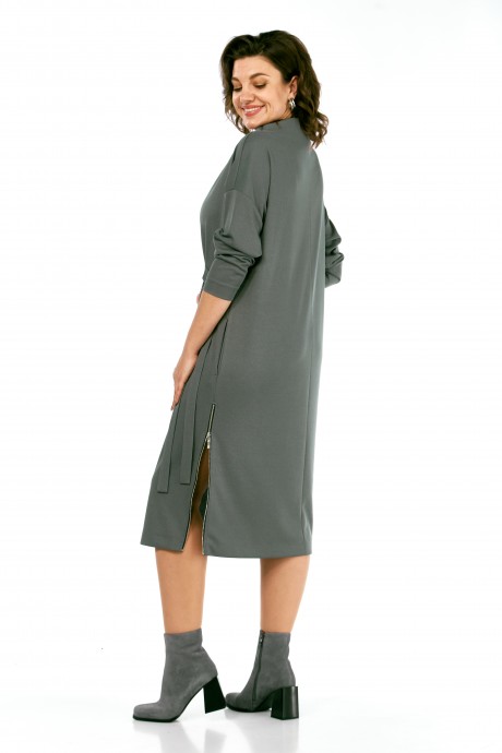 Платье Ольга Стиль С976 серо-зеленый размер 48-56 #8