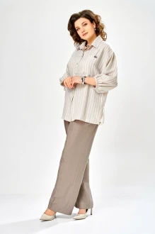 Брючный костюм Ольга Стиль С1017 бежево-коричневый