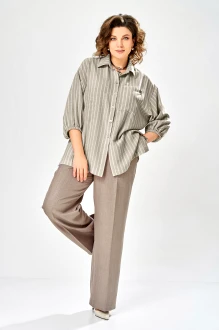 Брючный костюм Ольга Стиль С1017 хаки, коричневый