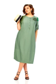 Платье Ольга Стиль С1014 серо-зеленое