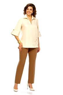 Брючный костюм Ольга Стиль С987 золото-коричневый