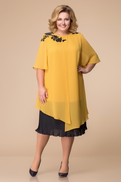 Вечернее платье Romanovich Style 1-1721 горчица/чёрный размер 60-64 #1