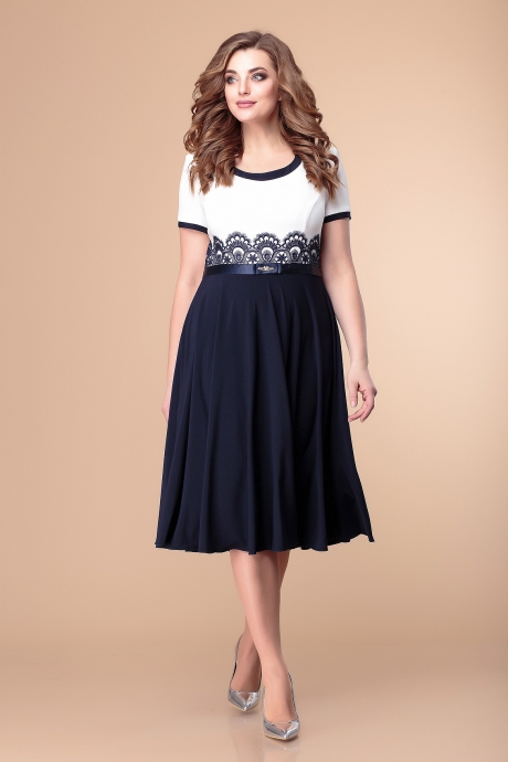 Вечернее платье Romanovich Style 1-1174 белый\синий размер 50-54 #1
