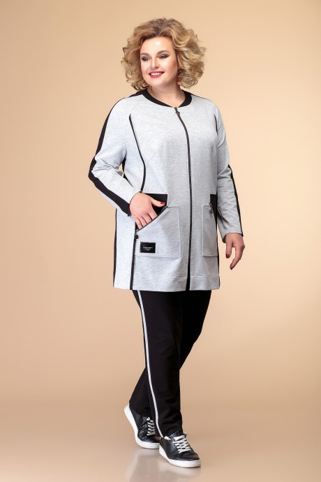Спортивный костюм Romanovich Style 2-2010 серый/чёрный размер 60-64 #1