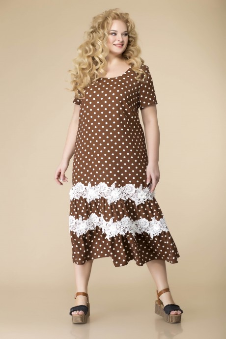Платье Romanovich Style 1-2108 коричневый/-белый размер 54-58 #2