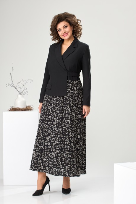 Платье Romanovich Style 1-2468 черный зигзаг размер 52-56 #1