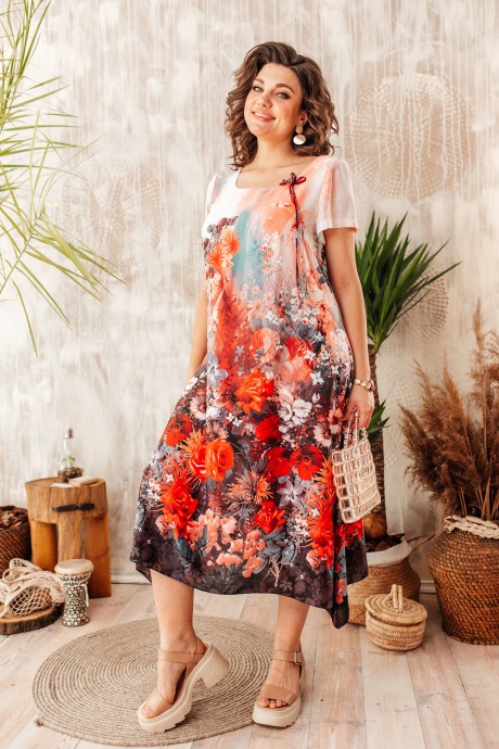 Платье Romanovich Style 1-1332 коралловый размер 50-66 #1