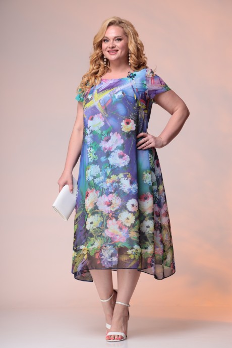 Платье Romanovich Style 1-1332 фиолетовый, цветы размер 52-66 #1