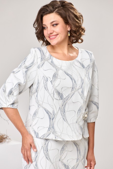 Вечернее платье Romanovich Style 1-2537 двойка белый, серый размер 52-56 #3