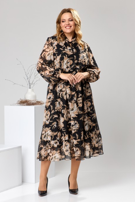 Платье Romanovich Style 1-2597 чёрный,коричневый размер 52-56 #1