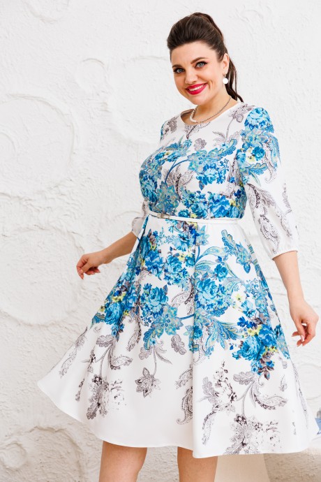 Платье Romanovich Style 1-2662 белый, бирюза размер 50-54 #4