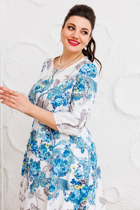 Платье Romanovich Style 1-2662 белый, бирюза размер 50-54 #5