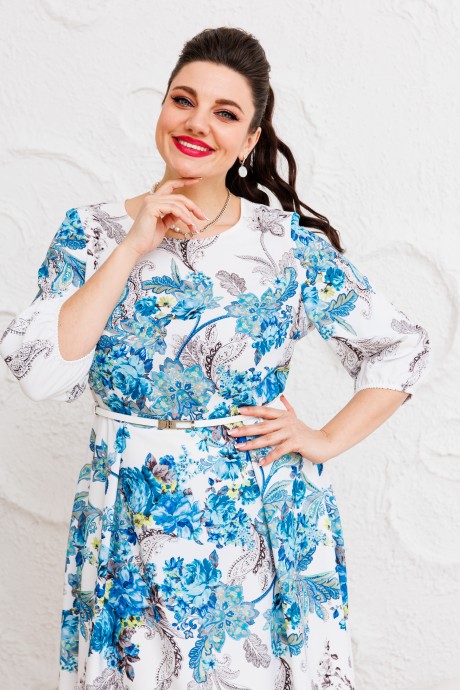 Платье Romanovich Style 1-2662 белый, бирюза размер 50-54 #6