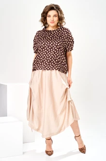 Юбочный костюм Romanovich Style 2-2916 горох, бежевый