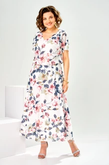 Платье Romanovich Style 1-2825 белое, красные цветы