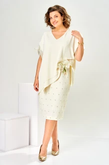 Вечернее платье Romanovich Style 1-2919 молочное, штрихи
