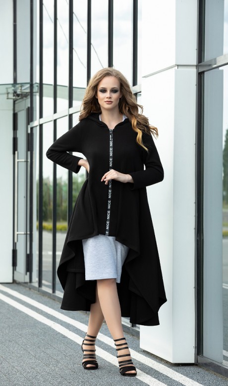 Платье Diva 1134 -1 серый+черный размер 46-56 #1