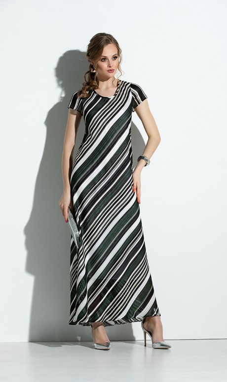 Платье Diva 1309 бел-зел полоска размер 46-56 #1