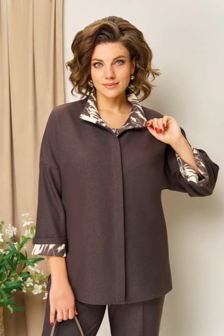 Костюм/комплект Volna 1427 тройка шоколадно-коричневый размер 56-58 #4