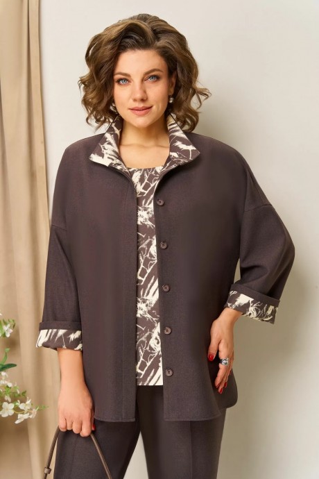 Костюм/комплект Volna 1427 тройка шоколадно-коричневый размер 56-58 #5