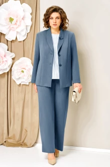 Брючный костюм Volna 1462 тройка джинсово-голубой