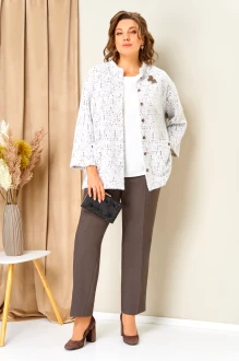 Брючный костюм Volna 1439 тройка бежево-коричневый