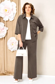 Брючный костюм Volna 1463 тройка коричневый