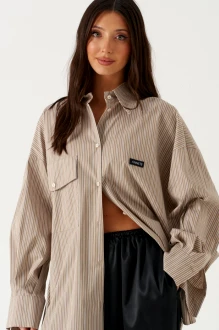 Рубашка BEAUTY ANNETE A2413 /2 капучино, полоска