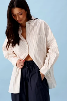 Рубашка BEAUTY ANNETE A2461 белая, бежевая полоска
