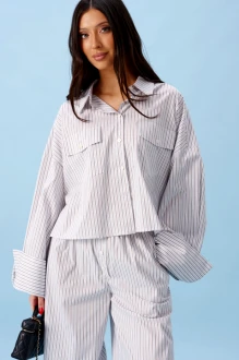 Рубашка BEAUTY ANNETE A2465 белая, синяя полоска