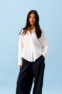 Блузка BEAUTY ANNETE A2485 белая, тонкая полоска