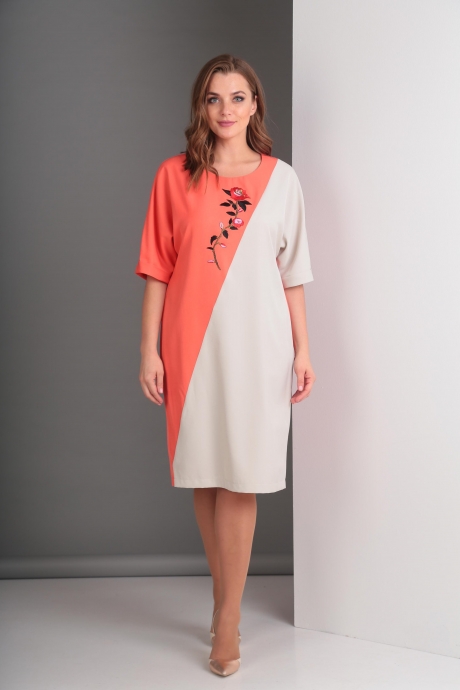 Платье Anastasia Mak 508 светло-серый/лососевый размер 52-60 #1