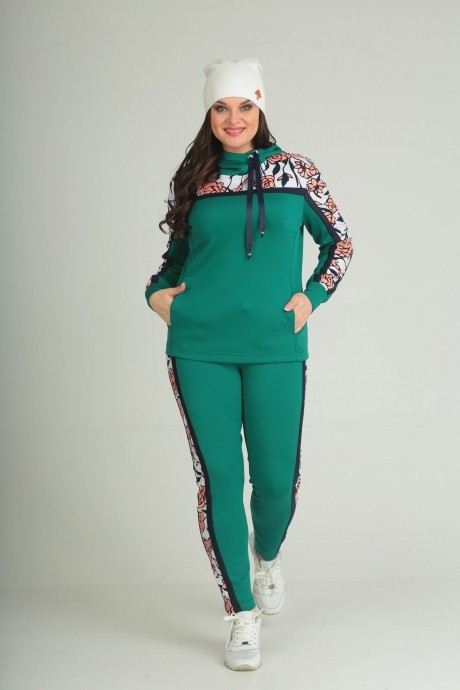Спортивный костюм Anastasia Mak 591 зелёный+розовый размер 50-60 #2