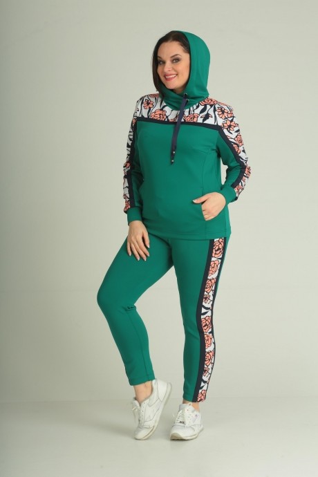 Спортивный костюм Anastasia Mak 591 зелёный+розовый размер 50-60 #3