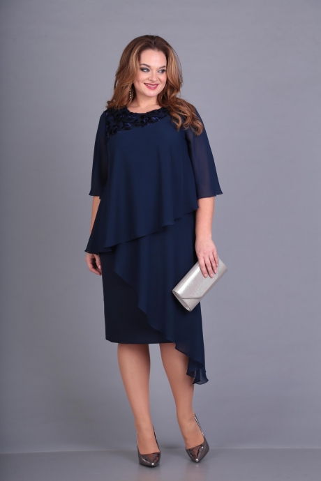 Вечернее платье Anastasia Mak 671 тёмно-синий размер 50-54 #3