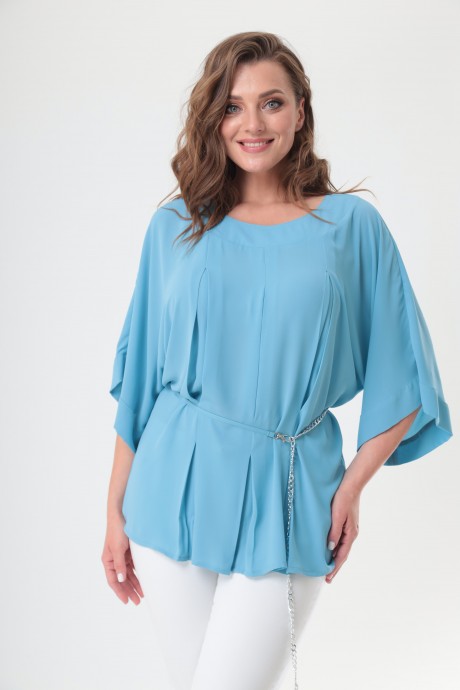 Блузка Anastasia Mak 1031 голубой размер 50-60 #7
