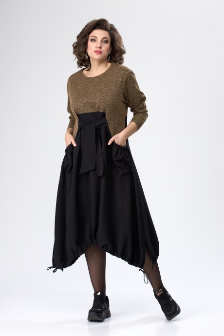 Платье Anastasia Mak 1076 черный/коричневый размер 50-60 #1