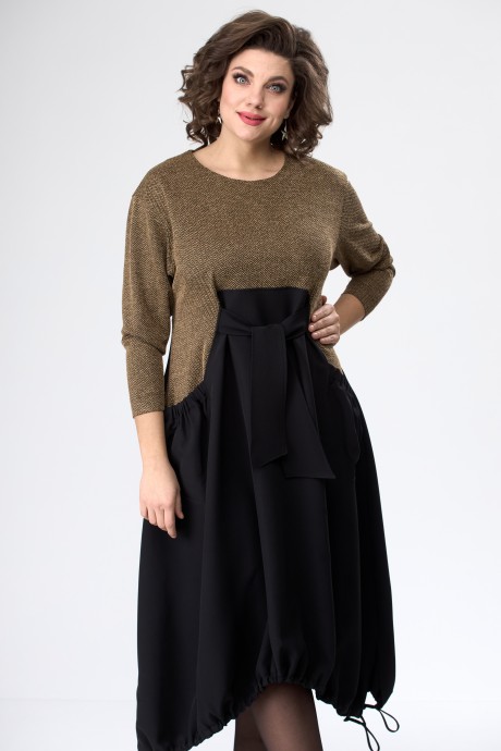 Платье Anastasia Mak 1076 черный/коричневый размер 50-60 #3