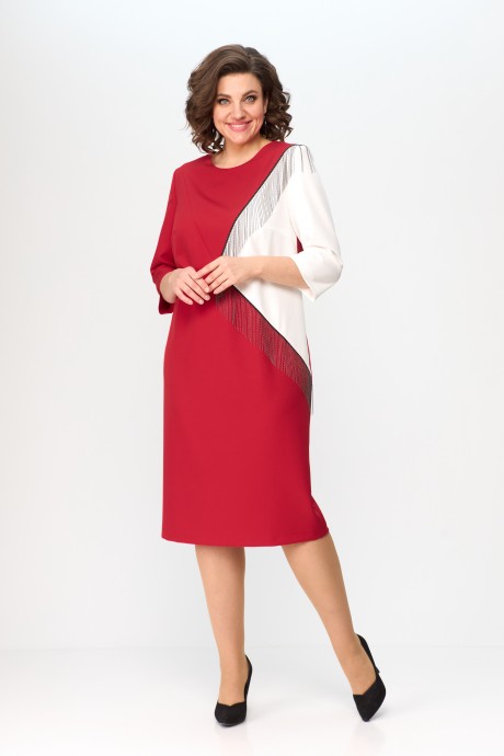 Платье Anastasia Mak 1090 красно-белый размер 50-60 #1