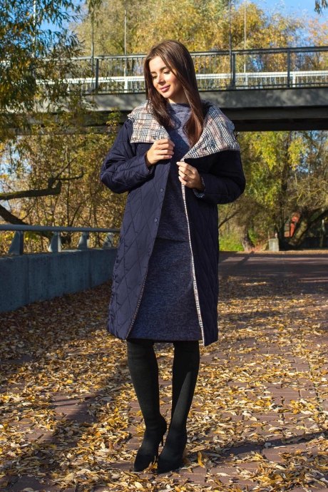 Пальто МиА-Мода 1084 -1 т. синий размер 50-58 #1