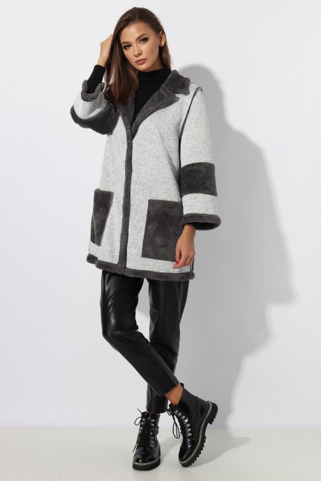 Пальто МиА-Мода 1086-1 серо-черное размер 46-54 #1