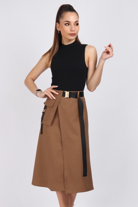 Юбка МиА-Мода 1508-1 светло-коричневый размер 42-54 #1