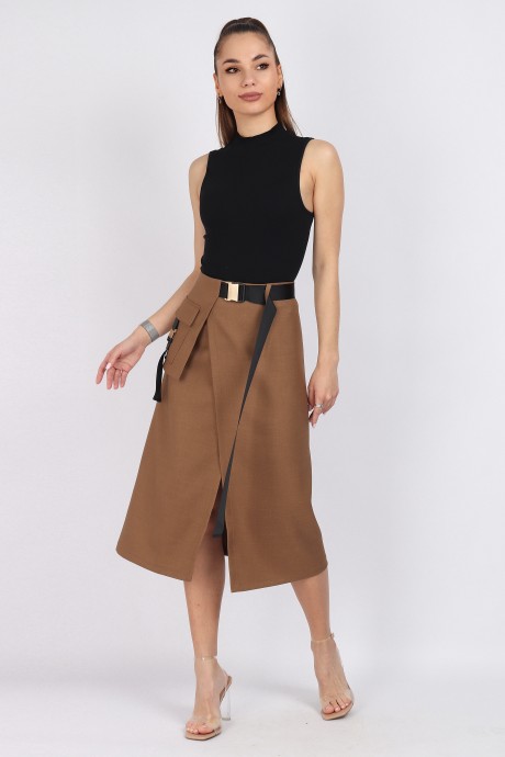 Юбка МиА-Мода 1508-1 светло-коричневый размер 42-54 #2