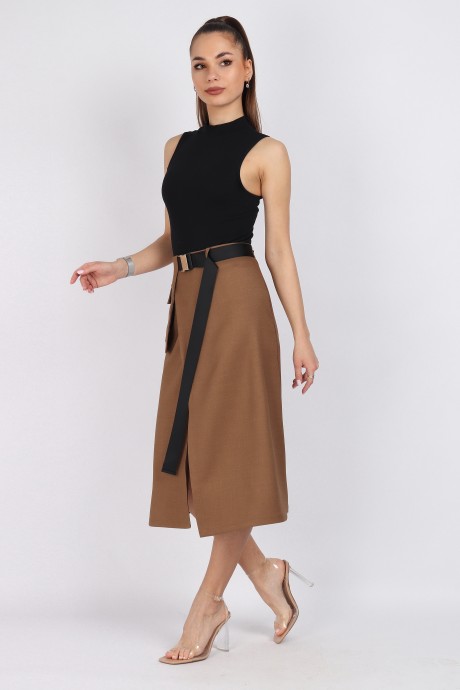 Юбка МиА-Мода 1508-1 светло-коричневый размер 42-54 #3