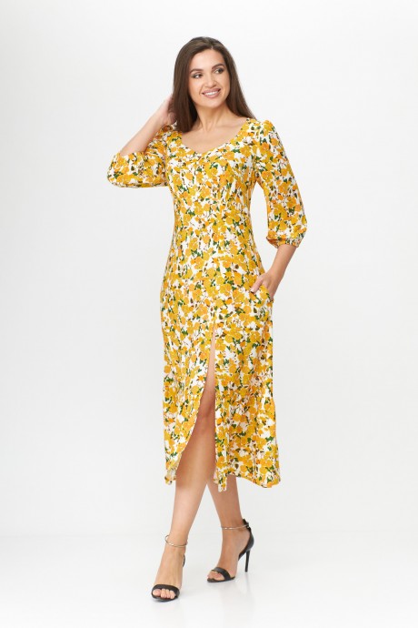 Платье Abbi 1012 желтый, цветы размер 48-52 #2