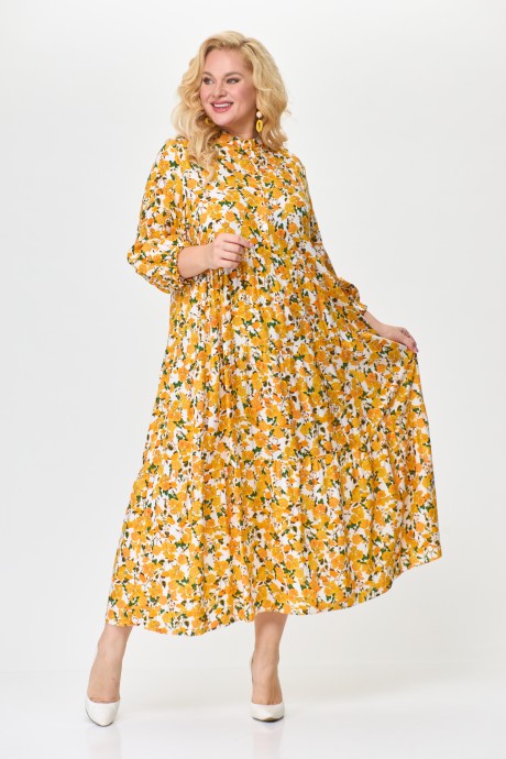 Платье Abbi 1010 жёлтый, цветы размер 56-60 #2