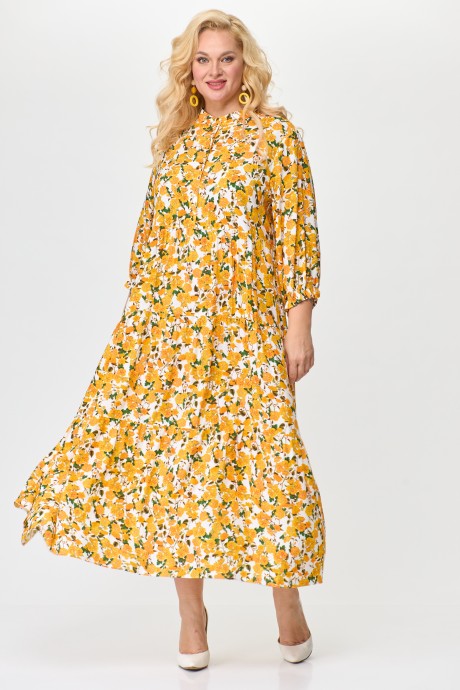 Платье Abbi 1010 жёлтый, цветы размер 56-60 #3